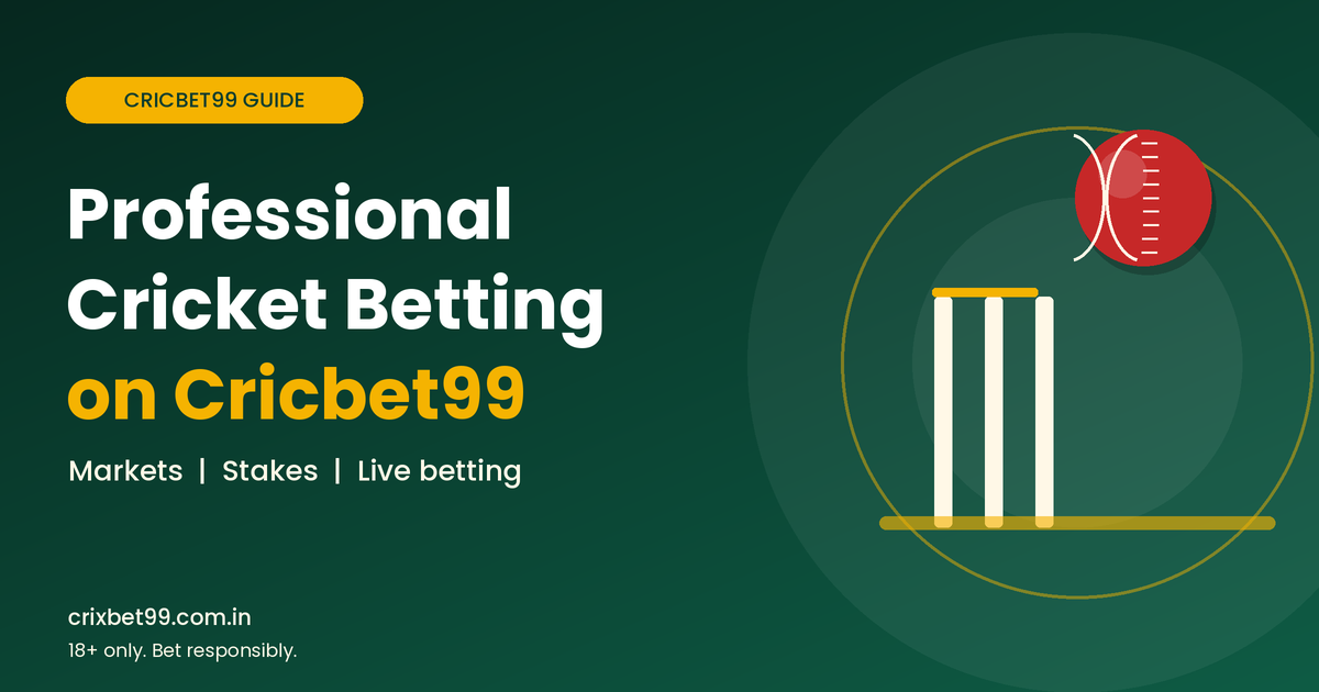 Professional Cricket Betting on Cricbet99 Guide Professional cricket betting on Cricbet99 guide banner with cricket ball and stumps
