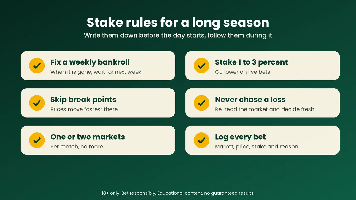 Cricbet99 tennis stake management checklist for disciplined betting